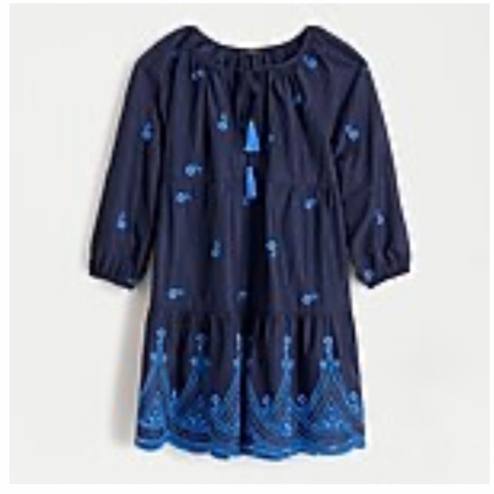 J.Crew embroidered navy beach tunic in cotton voile